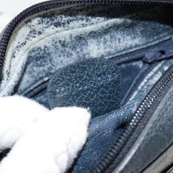 GUCCI Micro GG Canvas Shoulder Bag PVC Leather Navy - Picture 15 of 16